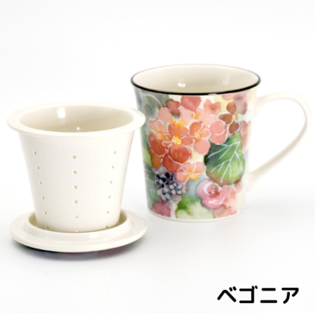 【預訂】日本製 花卉有蓋馬克杯/連茶隔