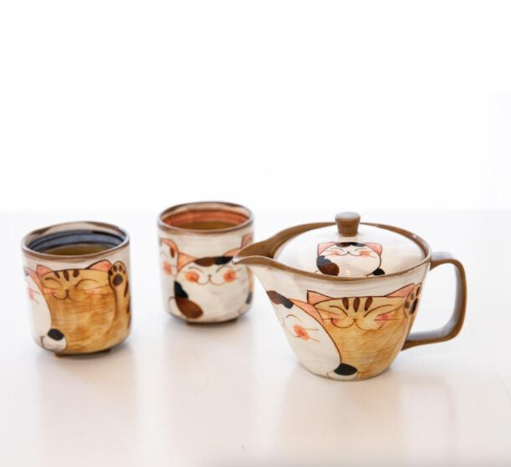 【預訂】日本製 手繪貓咪茶具套裝