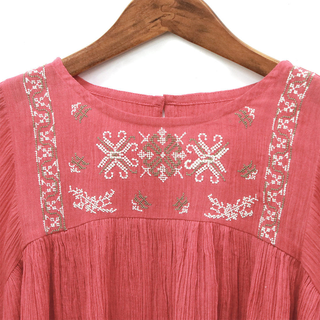 【預訂】印度製 刺繡棉縐紗斗篷上衣