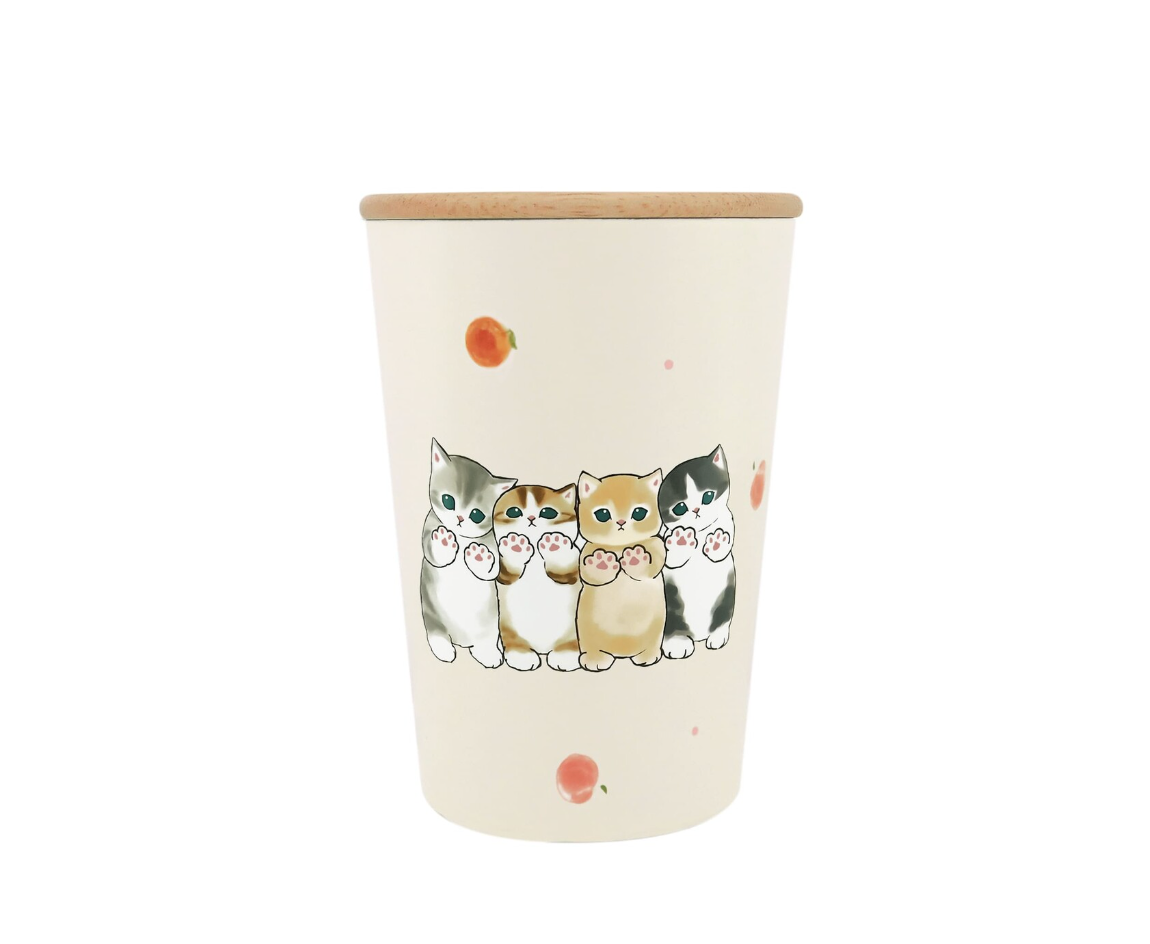 【預訂】日本直送 Mofusand cat 不鏽鋼杯連木蓋-450ml