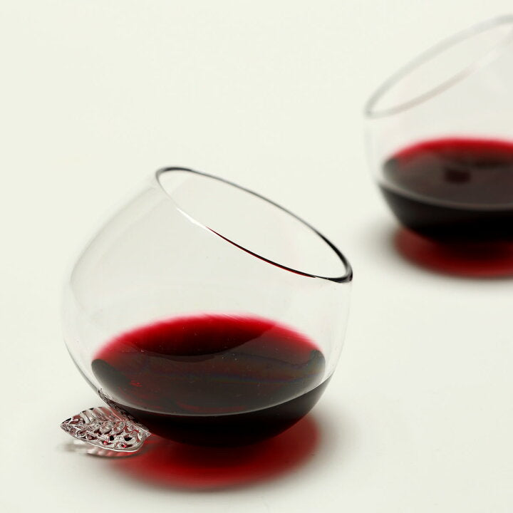 【預訂】日本製 紅玻璃葉不倒翁酒杯
