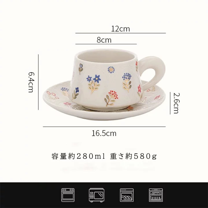 【預訂】日本直送 療癒之花金畑咖啡杯碟