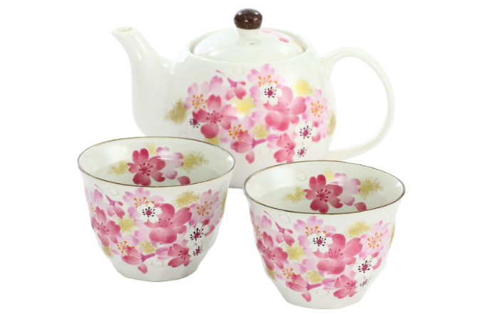 【預訂】日本製 Ceramic AI 金粉白櫻茶具套裝