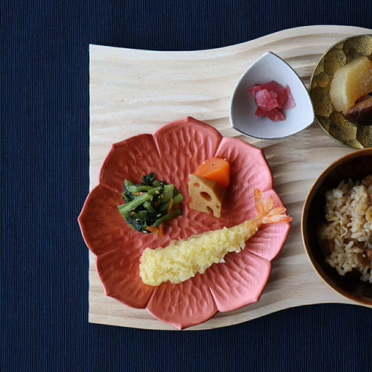 【預訂］】日本製 有田燒 紅色手繪桔梗碟