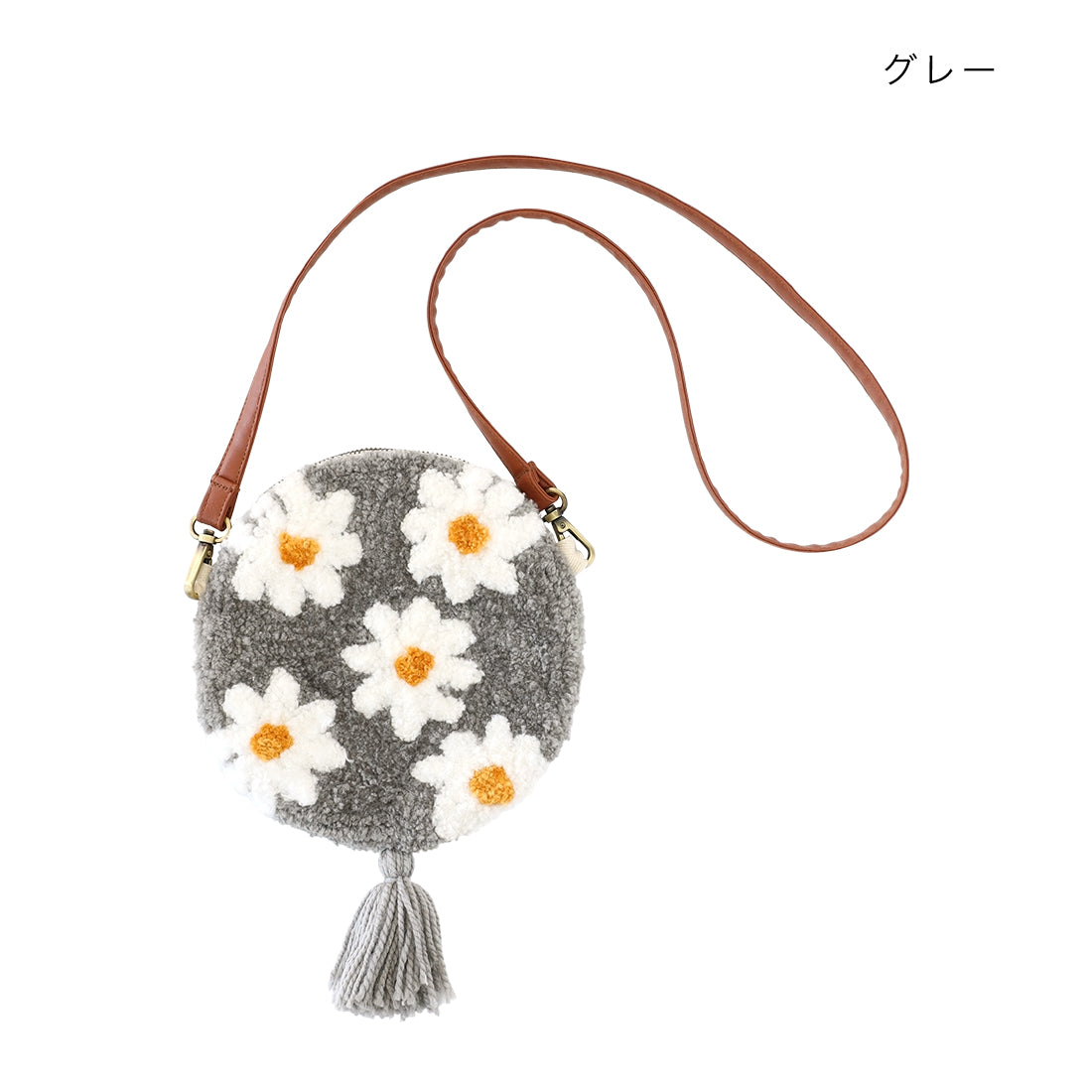 【預訂】印度製 可愛花花簇絨圓袋