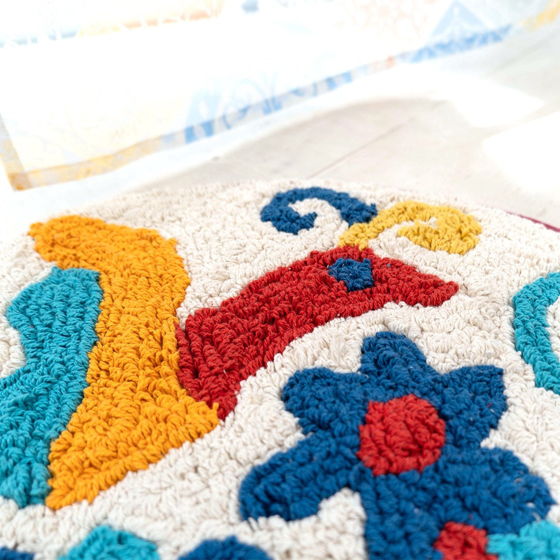 【預訂】印度製 彩色動物刺繡圓地毯