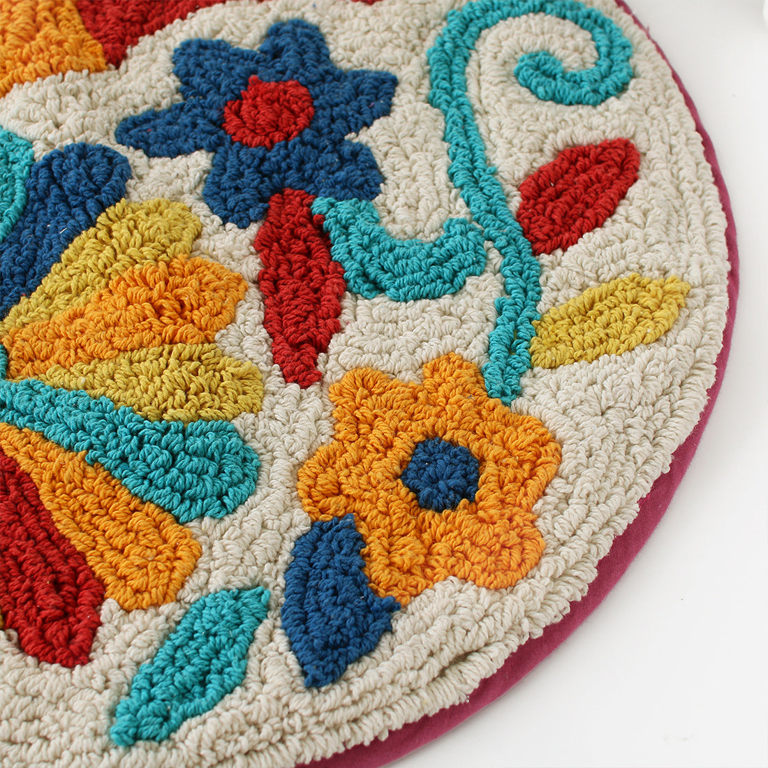 【預訂】印度製 彩色動物刺繡圓地毯