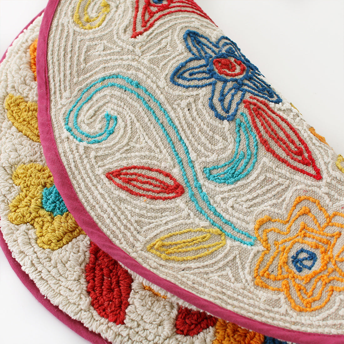【預訂】印度製 彩色動物刺繡圓地毯