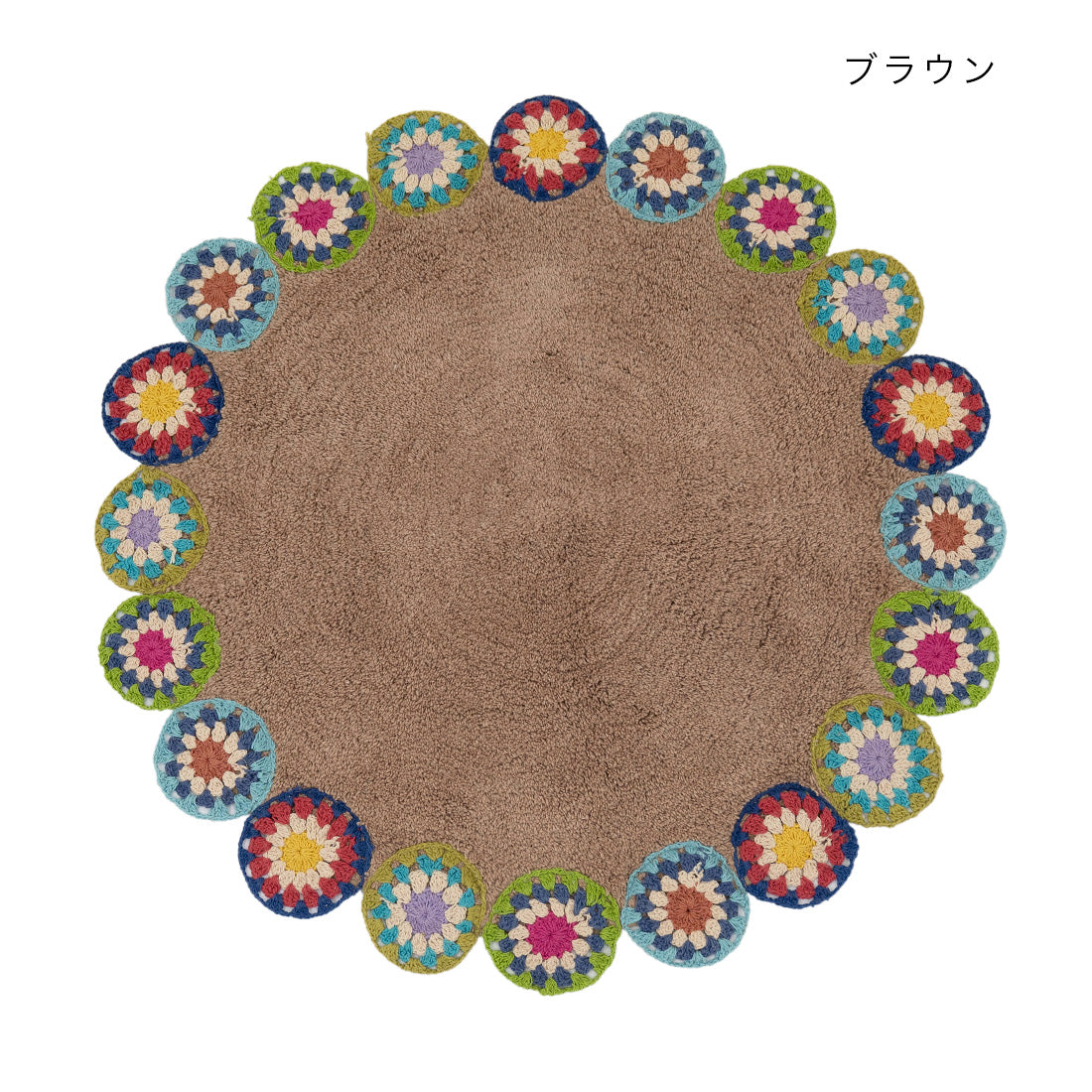 【預訂】印度製 彩色鉤織花花圓地毯