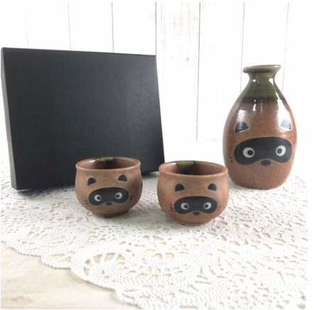 【預訂】日本製 狸貓清酒套裝