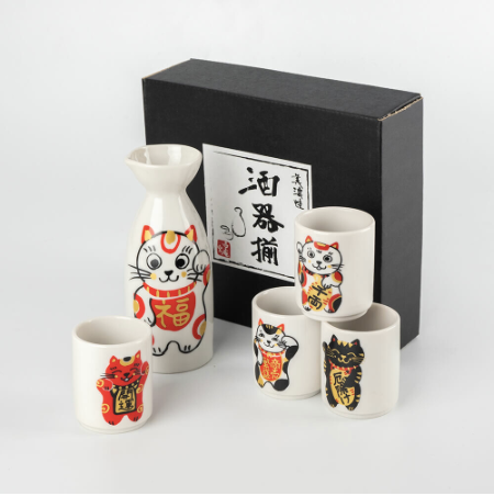 【預訂】日本製 五色招財貓清酒系列