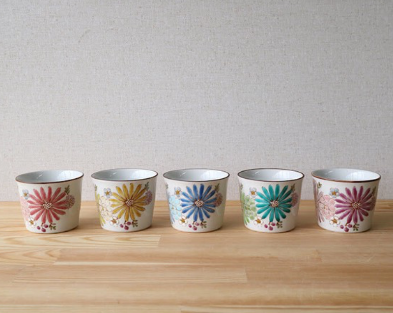 【預訂】日本製 九谷燒色繪遊手繪花茶杯