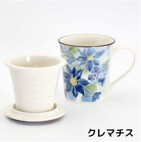 【預訂】日本製 花卉有蓋馬克杯/連茶隔