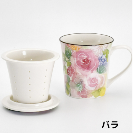 【預訂】日本製 花卉有蓋馬克杯/連茶隔