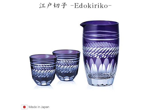 【預訂】日本製 江戶切子刻面清酒套裝