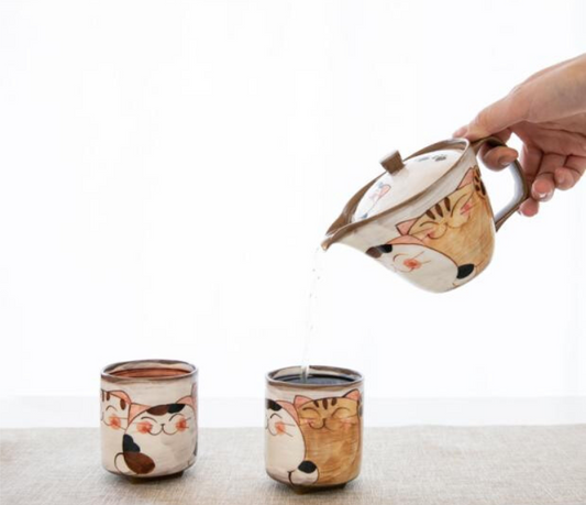【預訂】日本製 手繪貓咪茶具套裝