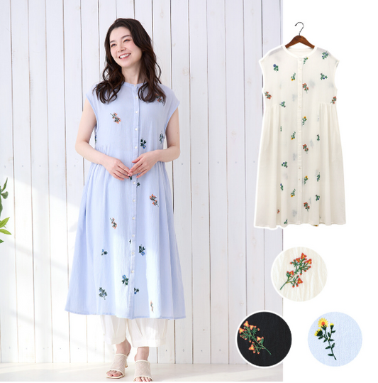 【預訂】日本直送 印度製PORINA花刺繡洋裝