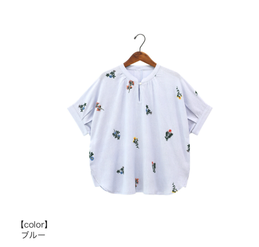 【預訂】日本直送 印度製 PORINA花刺繡女襯衫