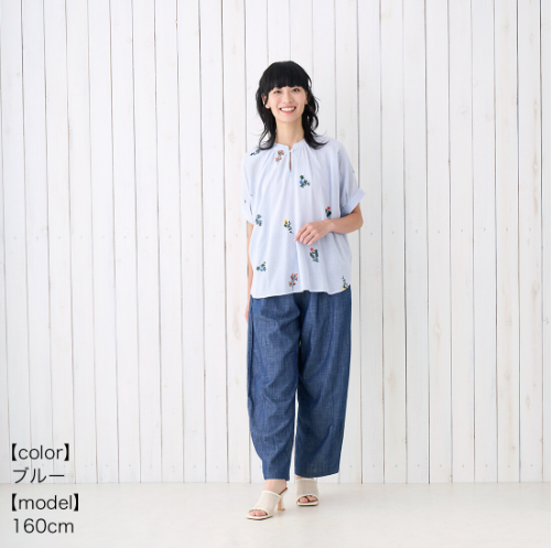 【預訂】日本直送 印度製 PORINA花刺繡女襯衫