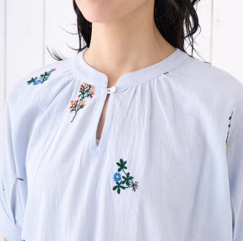 【預訂】日本直送 印度製 PORINA花刺繡女襯衫
