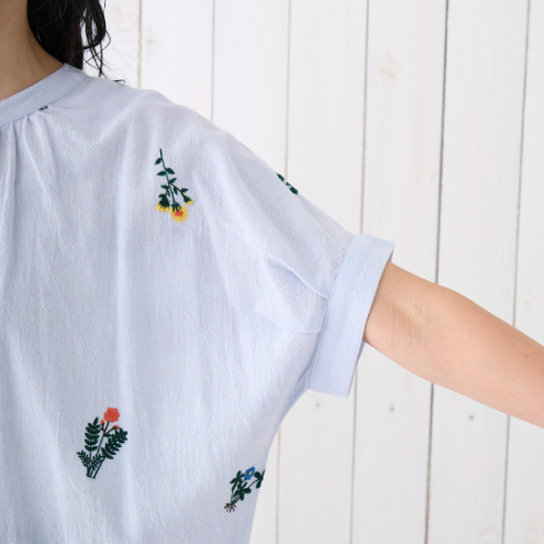 【預訂】日本直送 印度製 PORINA花刺繡女襯衫