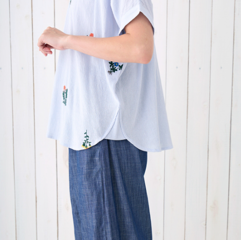 【預訂】日本直送 印度製 PORINA花刺繡女襯衫