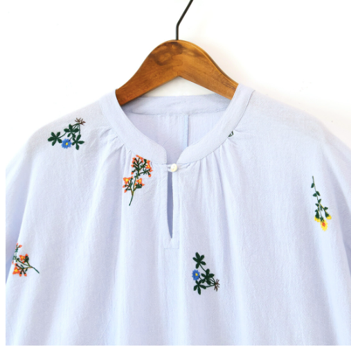 【預訂】日本直送 印度製 PORINA花刺繡女襯衫