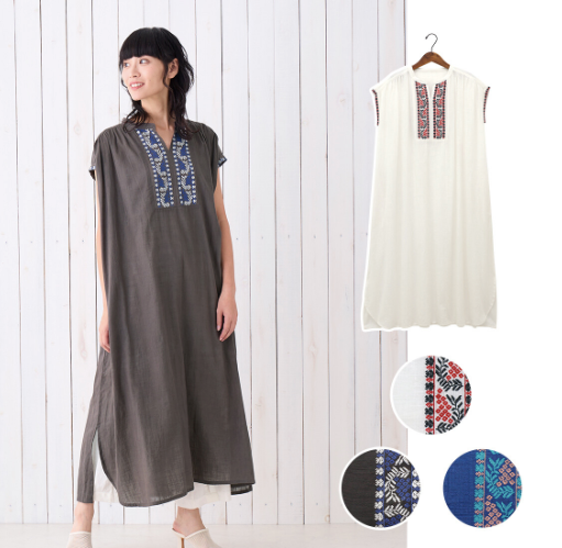 【預訂】日本直送 印度製PRYKRASA 刺繡棉長洋裝