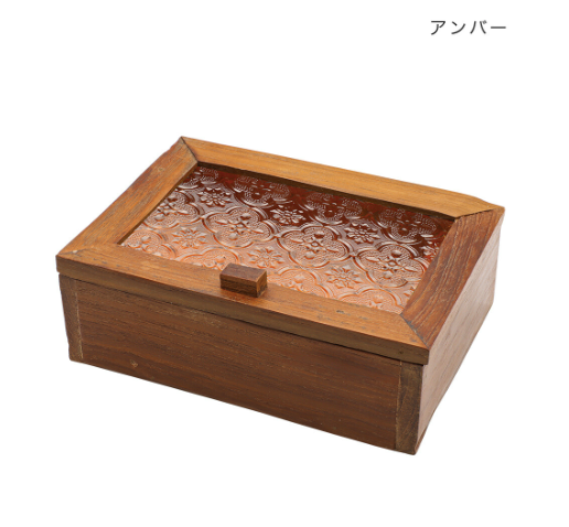 【預訂】日本直送泰國製柚木壓花玻璃盒