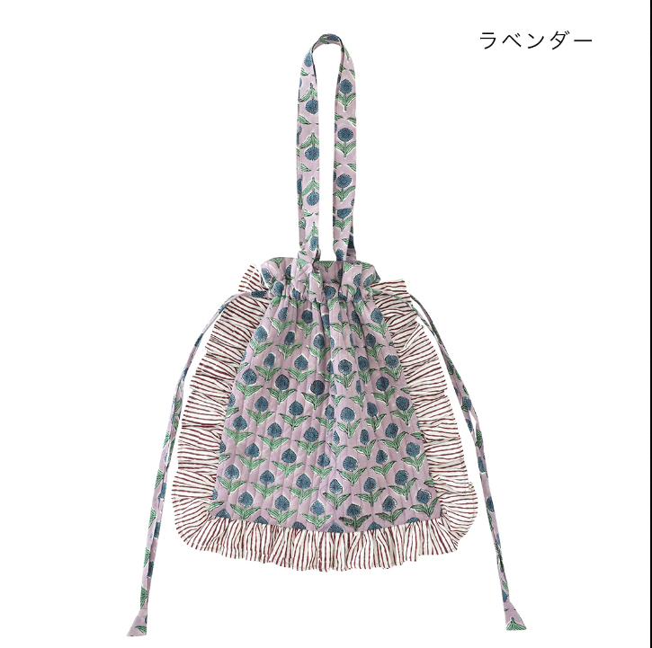 【預訂】日本直送 印度製 荷葉邊條紋手提包