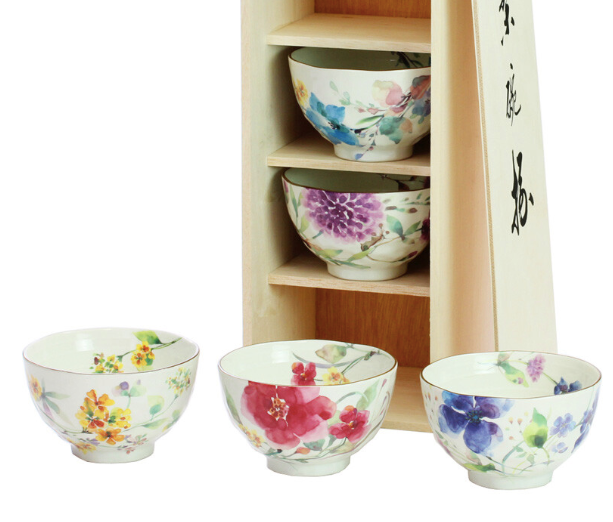 【預訂】日本製 Ceramic AI花水彩飯碗套裝
