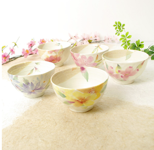【預訂】日本製 Ceramic AI花水彩飯碗套裝