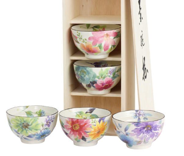 【預訂】日本製 Ceramic AI花水彩飯碗套裝