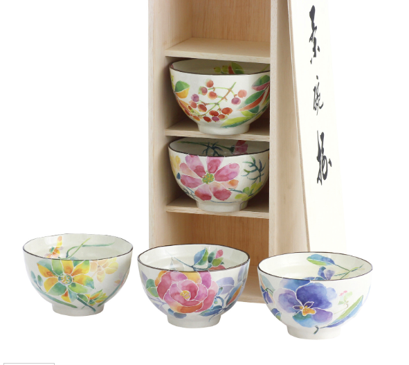 【預訂】日本製 Ceramic AI花水彩飯碗套裝
