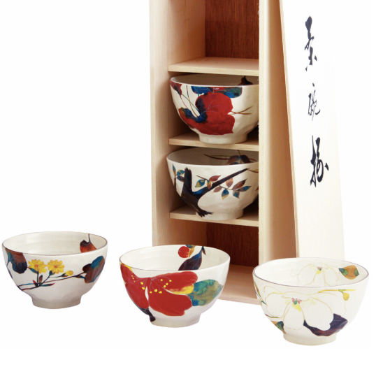 【預訂】日本製 Ceramic AI花水彩飯碗套裝