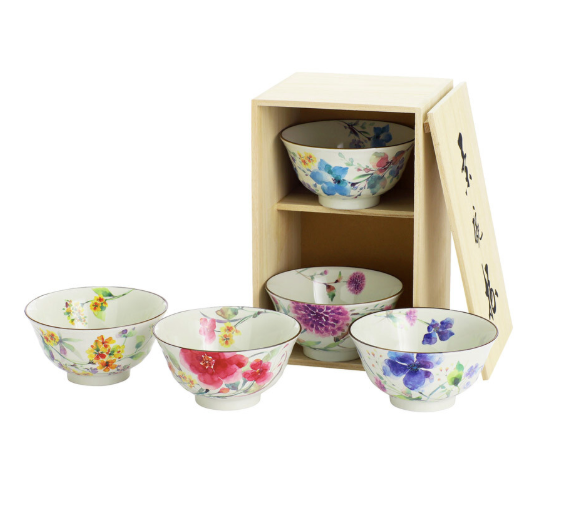 【預訂】日本製 Ceramic AI花水彩飯碗套裝