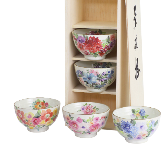 【預訂】日本製 Ceramic AI花水彩飯碗套裝
