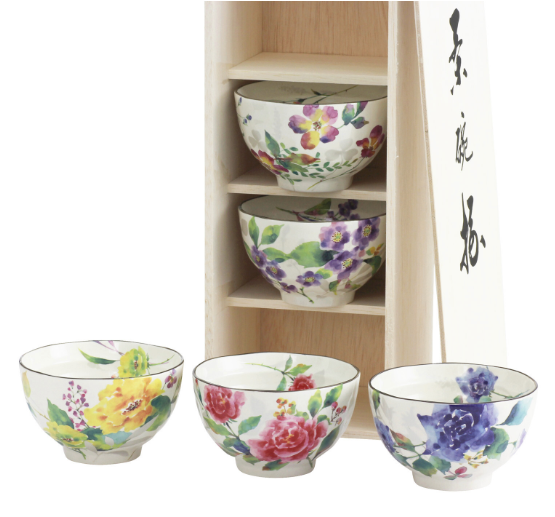 【預訂】日本製 Ceramic AI花水彩飯碗套裝