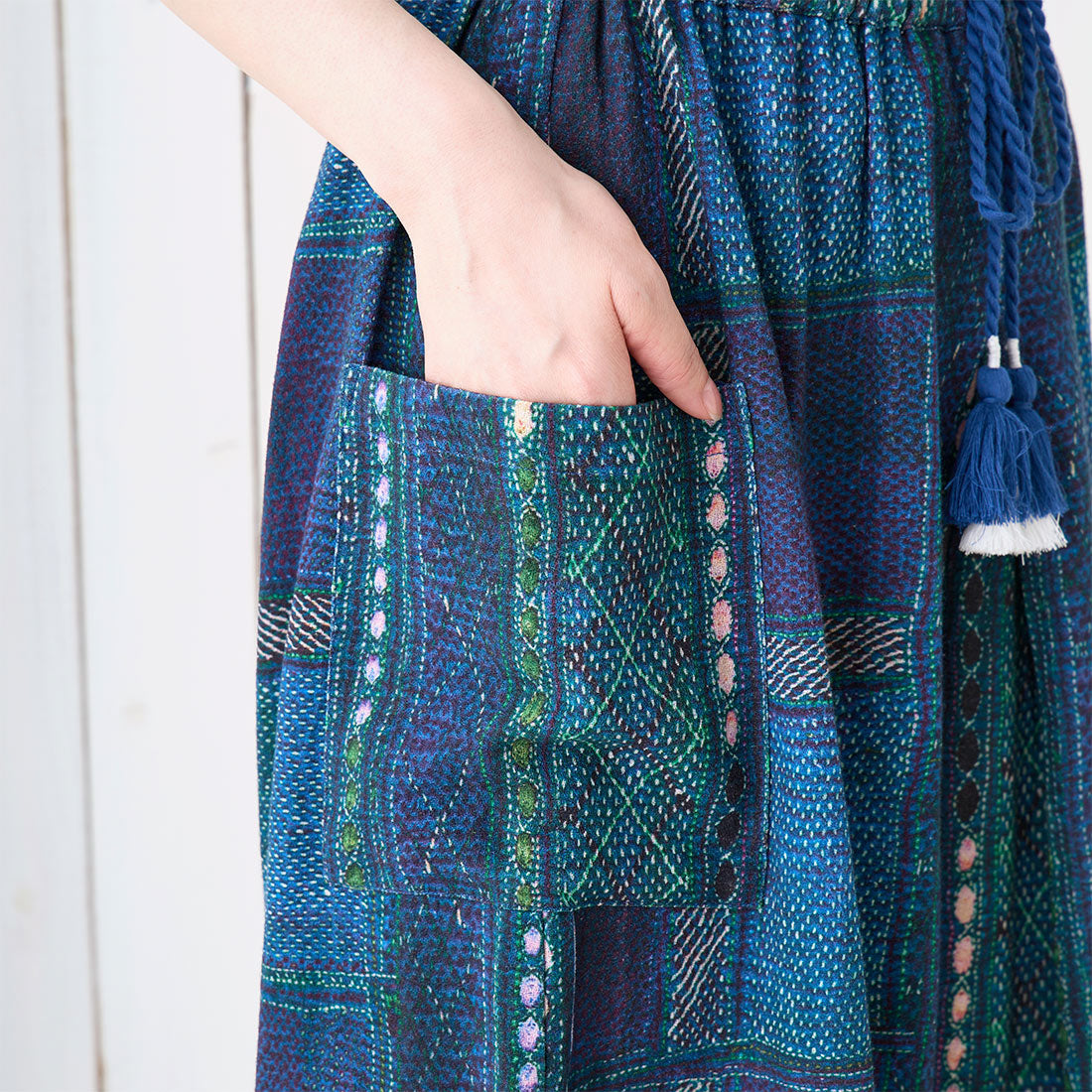 【預訂】日本直送 印度製棉麻刺繡九分褲
