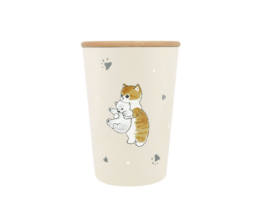 【預訂】日本直送 Mofusand cat 不鏽鋼杯連木蓋-450ml