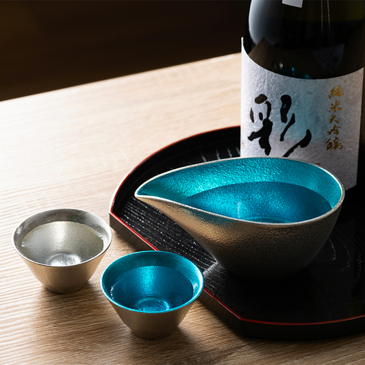 【預訂】日本製 能作fujimaki blue錫清酒套裝
