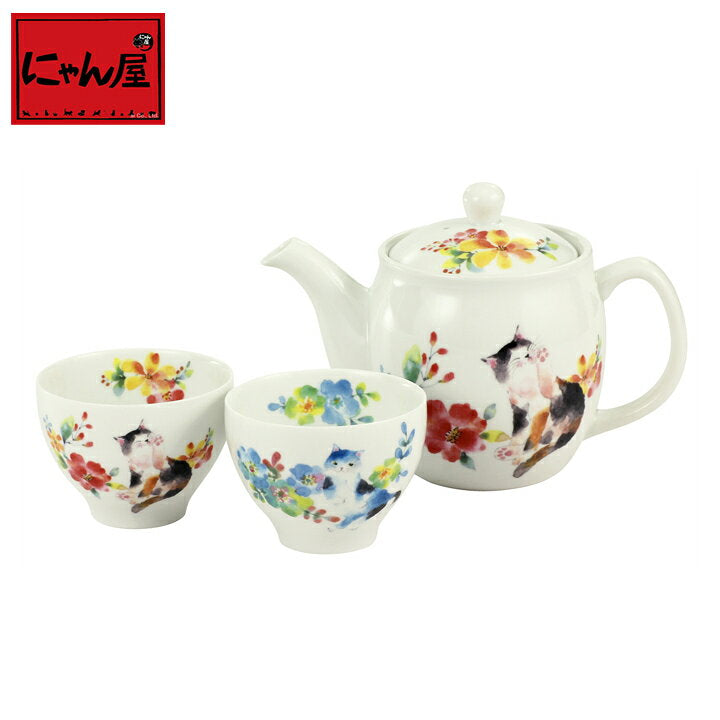 【預訂】日本製 ceramic ai 貓娘花貓茶壺套裝