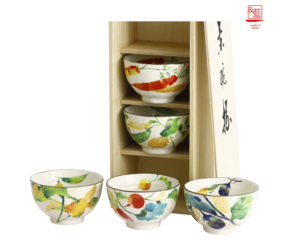 【預訂】日本製 Ceramic Ai水彩花飯碗套裝