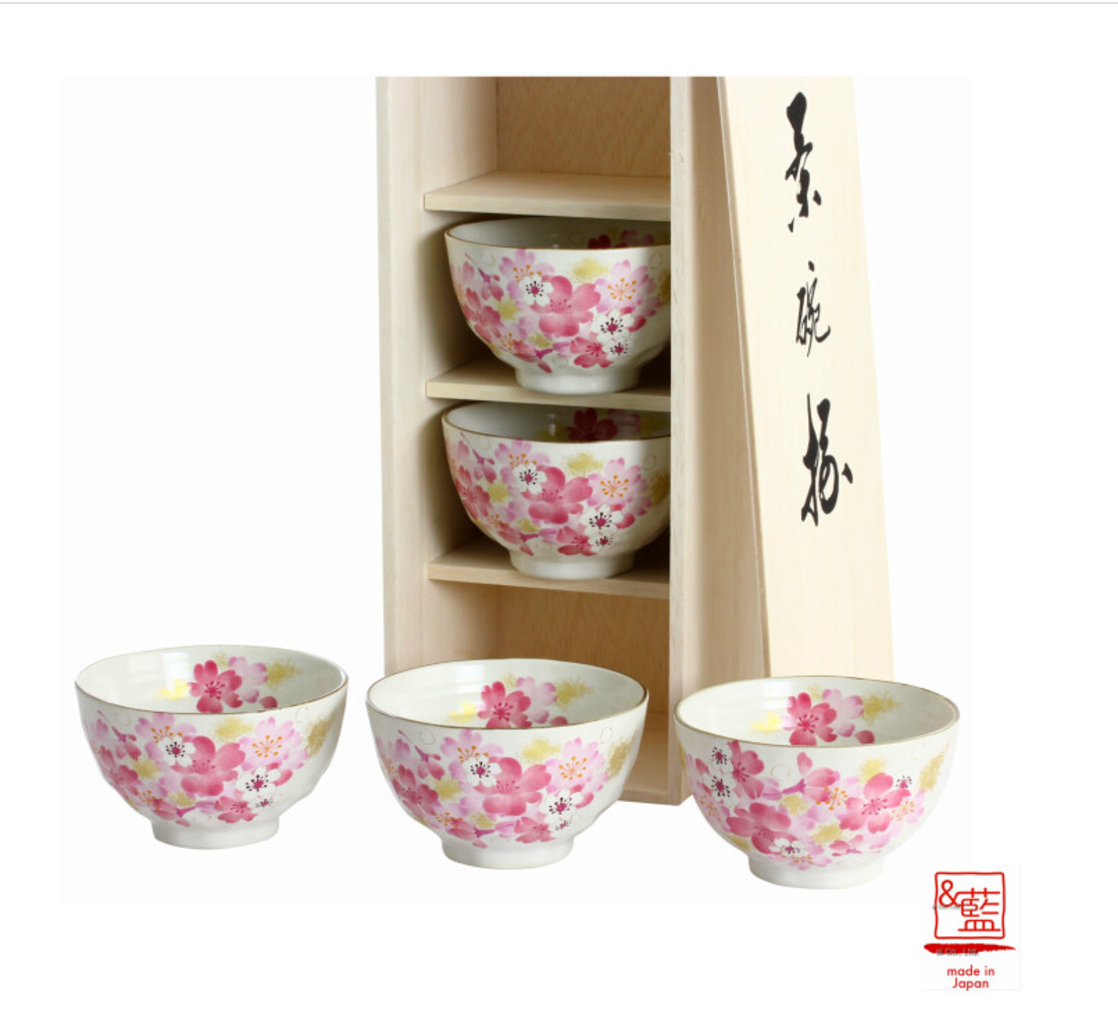 【預訂】日本製 Ceramic Ai水彩花飯碗套裝
