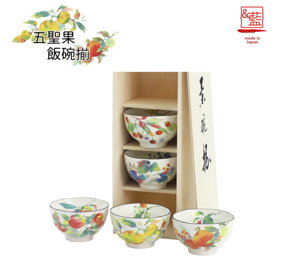 【預訂】日本製 Ceramic Ai水彩花飯碗套裝