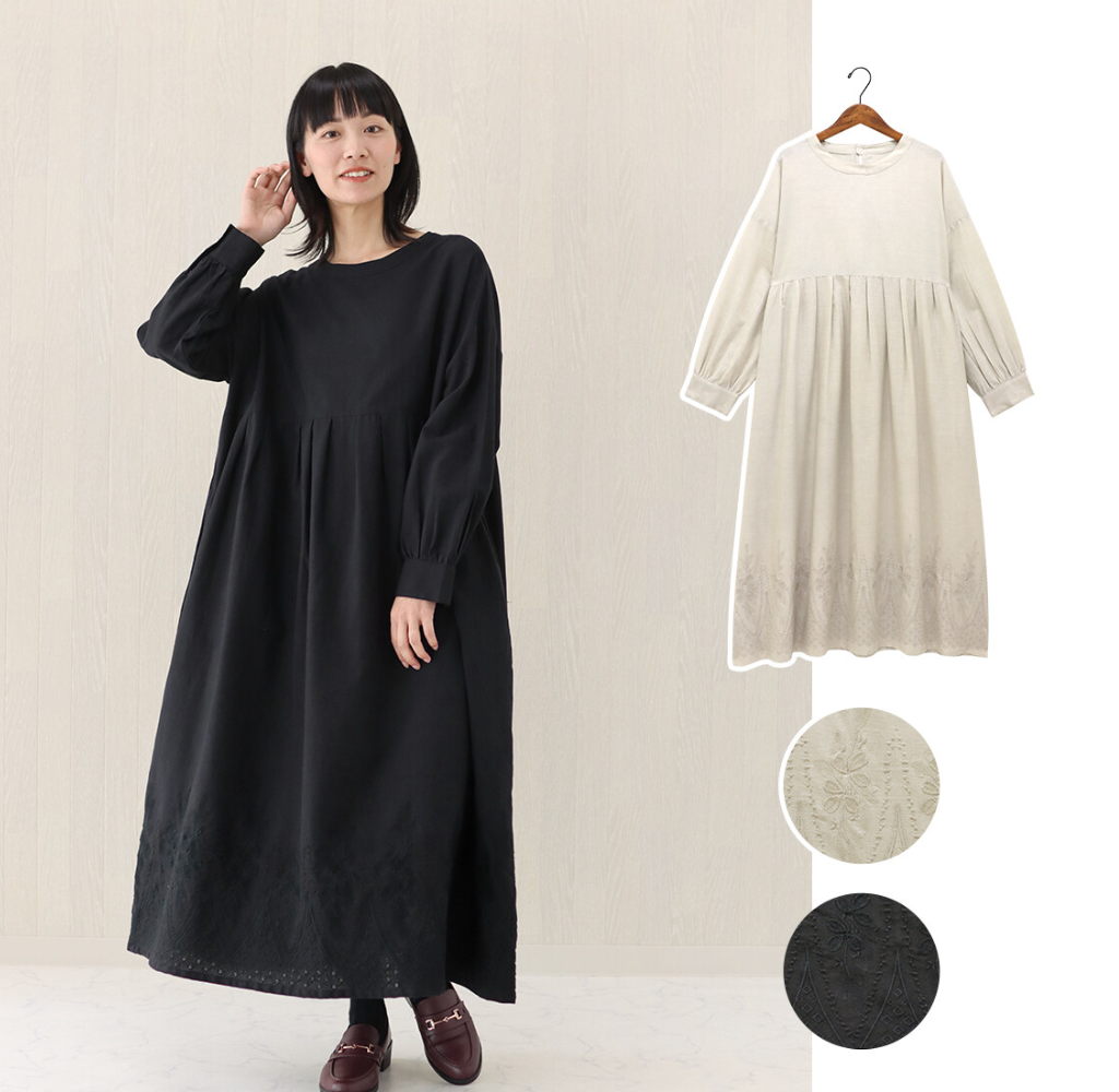 【預訂】日本直送 印度製 亞麻刺繡洋裝
