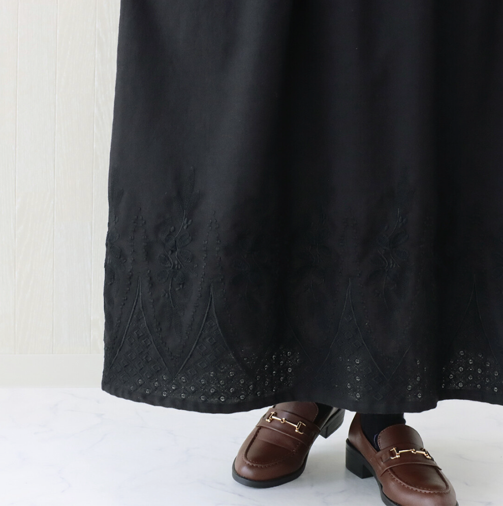 【預訂】日本直送 印度製 亞麻刺繡洋裝