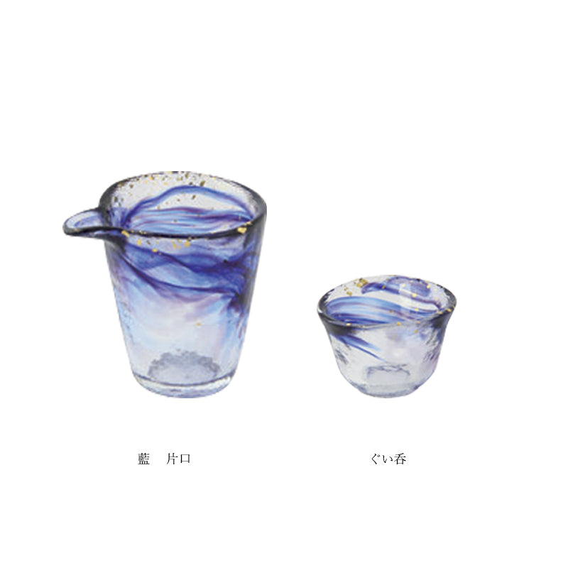 【預訂】日本製 江戶硝子 金箔墨流 清酒套裝⁣