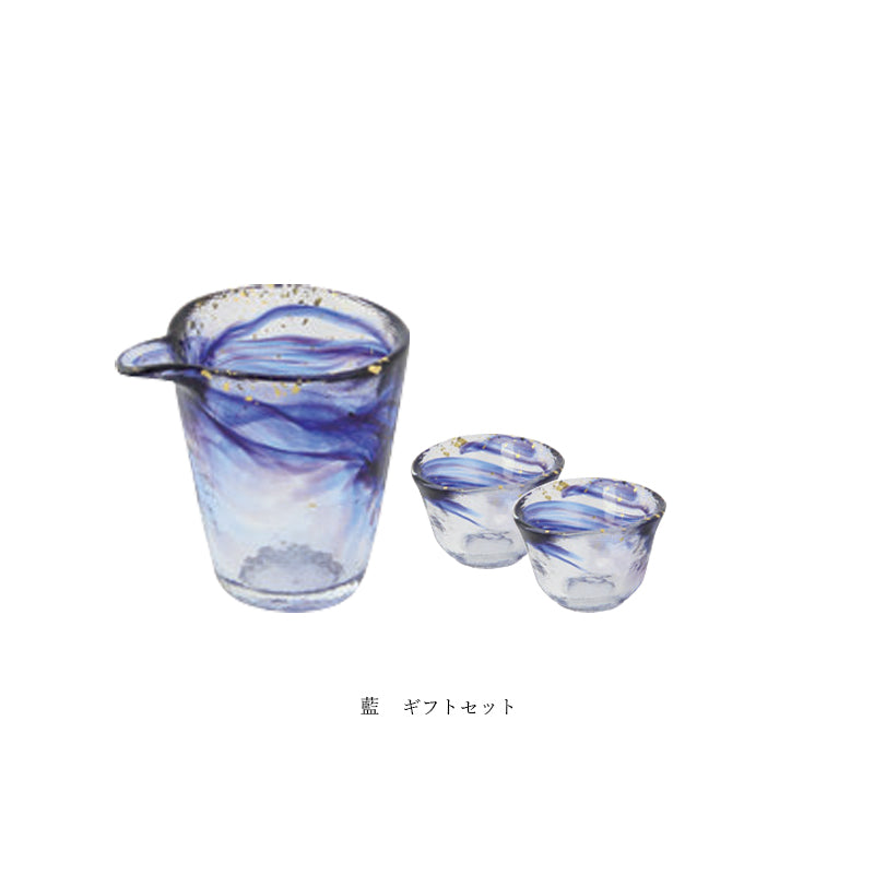 【預訂】日本製 江戶硝子 金箔墨流 清酒套裝⁣