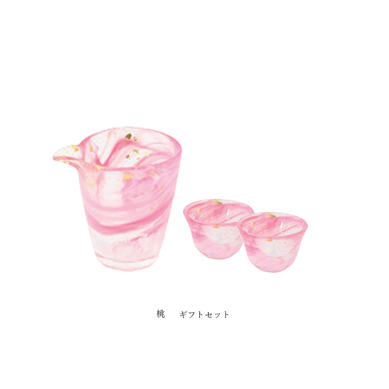 【預訂】日本製 江戶硝子 金箔墨流 清酒套裝⁣